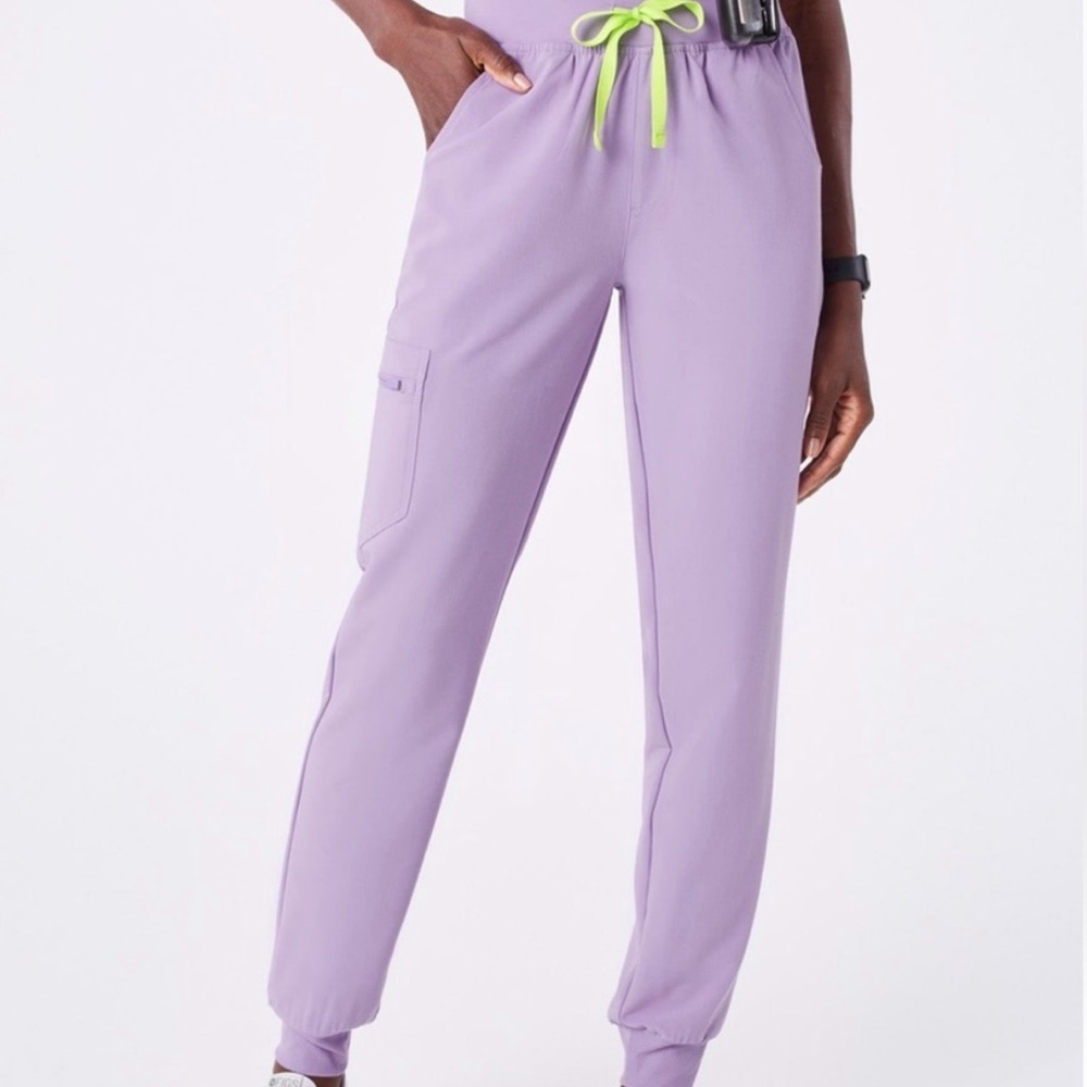 Figs Lavender Dew Purple Jogger Pants with Green Details